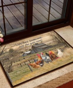 Rooster Gate Open Printed Doormat