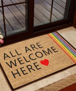 All Are Welcome Here LGBT Printed Doormat