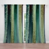 Striped Watercolor Boho Nautical Green Printed Window Curtain