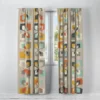 Mid Century Retro Floral Pattern Window Curtains