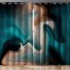 Marble Teal Black And Tan Swirl Printed Window Curtain