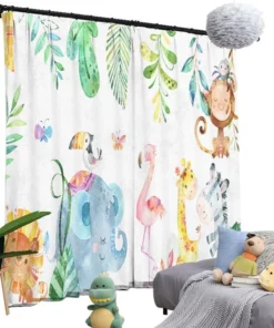 Alternative view of Cartoon Monkey Animal World Cartoon Printed Window Curtain