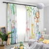 Cartoon Monkey Animal World Cartoon Printed Window Curtain