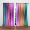 Pink And Purple Striped Watercolor Boho Printed Window Curtain
