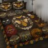 Brown Bee And Flower Quilt Bedding Set