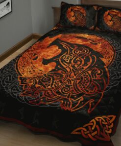 Alternative view of Viking Quilt Bed Set - Celtic Fenrir Bedding Set