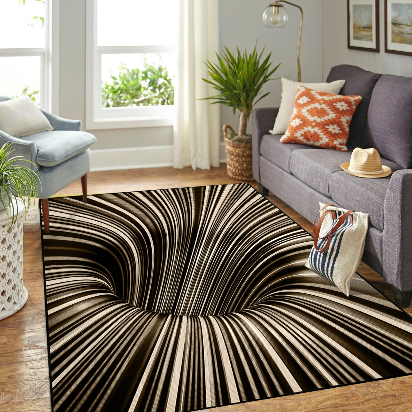 3D Checkered Vortex Optical Illusions Rug - Dingmun