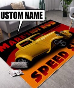 Personalized Hot Rod Open 24h Garage Speed Shop Rug