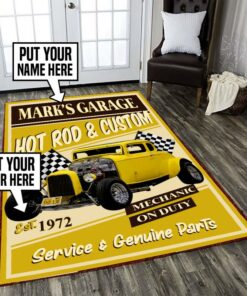 Personalized Garage Hot Rod And Custom Rug