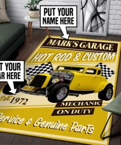 Personalized Garage Hot Rod And Custom Rug