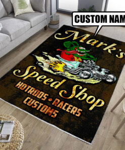 Personalized Rat Fink Speed Shop Hotrods Racers Customs Rug