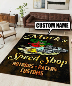 Personalized Rat Fink Speed Shop Hotrods Racers Customs Rug
