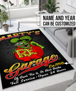 Personalized Name And Year Rat Fink Garage Rug