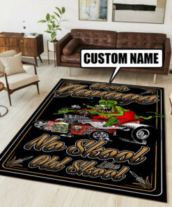 Personalized Garage Rat Fink No Skool Like Old Skool Rug