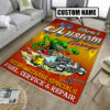 Personalized Kustom Rat Fink Hot Rod Garage Rug