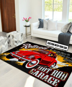Personalized Retired Hot Rod Garage Rug