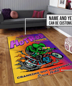 Personalized Rat Fink Biker Hot Rod Garage Rug