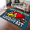 Personalized Speed Shop Loud And Fast Hot Rod Rug