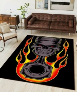 Flaming Piston Hot Rod Rug
