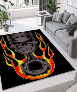 Flaming Piston Hot Rod Rug