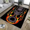 Flaming Piston Hot Rod Rug