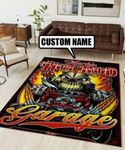 Personalized Skull Hot Rod Rug
