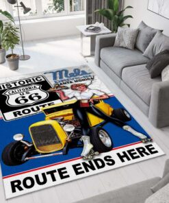 Mels Diner Drive In Route 66 Vintage 50s Hot Rod Rug
