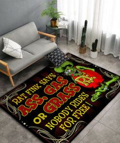 Rat Fink Says Ass Gas Or Grass Hot Rod Rug