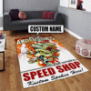 Personalized Flaming Piston Hot Rod Rug