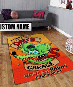 Personalized Dad Garage Hot Rod Rug