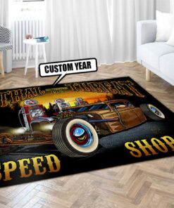 Personalized Lethal Threat Speed Shop Hot Rod Rug