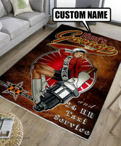 Personalized Name Garage Hot Rod Rug