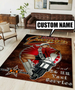 Personalized Name Garage Hot Rod Rug