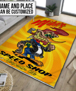 Personalized Name And Place Woodpecker Hot Rod Rug