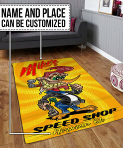 Personalized Name And Place Woodpecker Hot Rod Rug