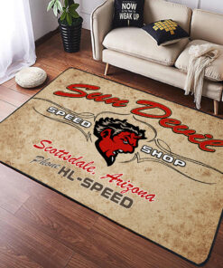 Personalized Sun Devil Speed Shop Hot Rod Rug