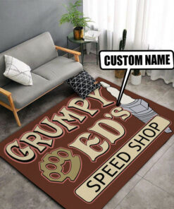 Personalized Hot Rod Grumpy Speed Shop Area Rug