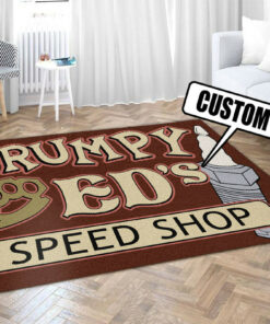 Personalized Hot Rod Grumpy Speed Shop Area Rug