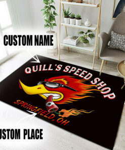 Personalized Speed Shop Hot Rod Area Rug