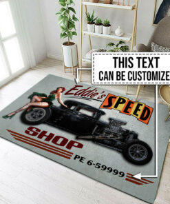 Personalized Speed Shop Hot Rod Rug