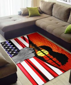 Guitar American Flag Sunset Area Rug