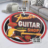 Personalized Fender Electric Guitar Shop Round Rug