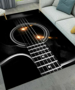Black Guitar Strings Rug For Living Room