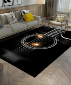 Black Guitar Strings Rug For Living Room