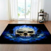 Blue Fire Flame Skull Rug