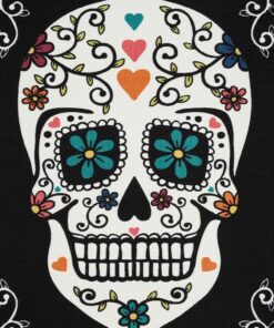 Sugar Skull Rainbow Area Rug