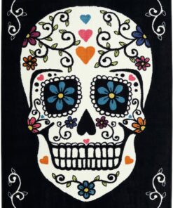 Sugar Skull Rainbow Area Rug