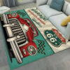 Hot Rod Garage Route US 66 Car Area Rug