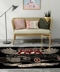 Vintage American Hot Rod Route 66 Area Rug
