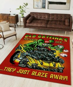 Hot Rod Old Ratfinks Never Die They Just Blaze Away Rug